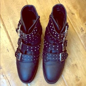 Misguided black studded boots